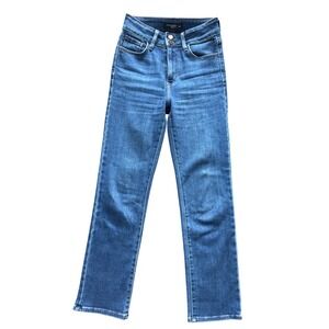 Just Black Denim Womens High Rise Straight Leg Jeans Medium Wash Blue BP263J 24